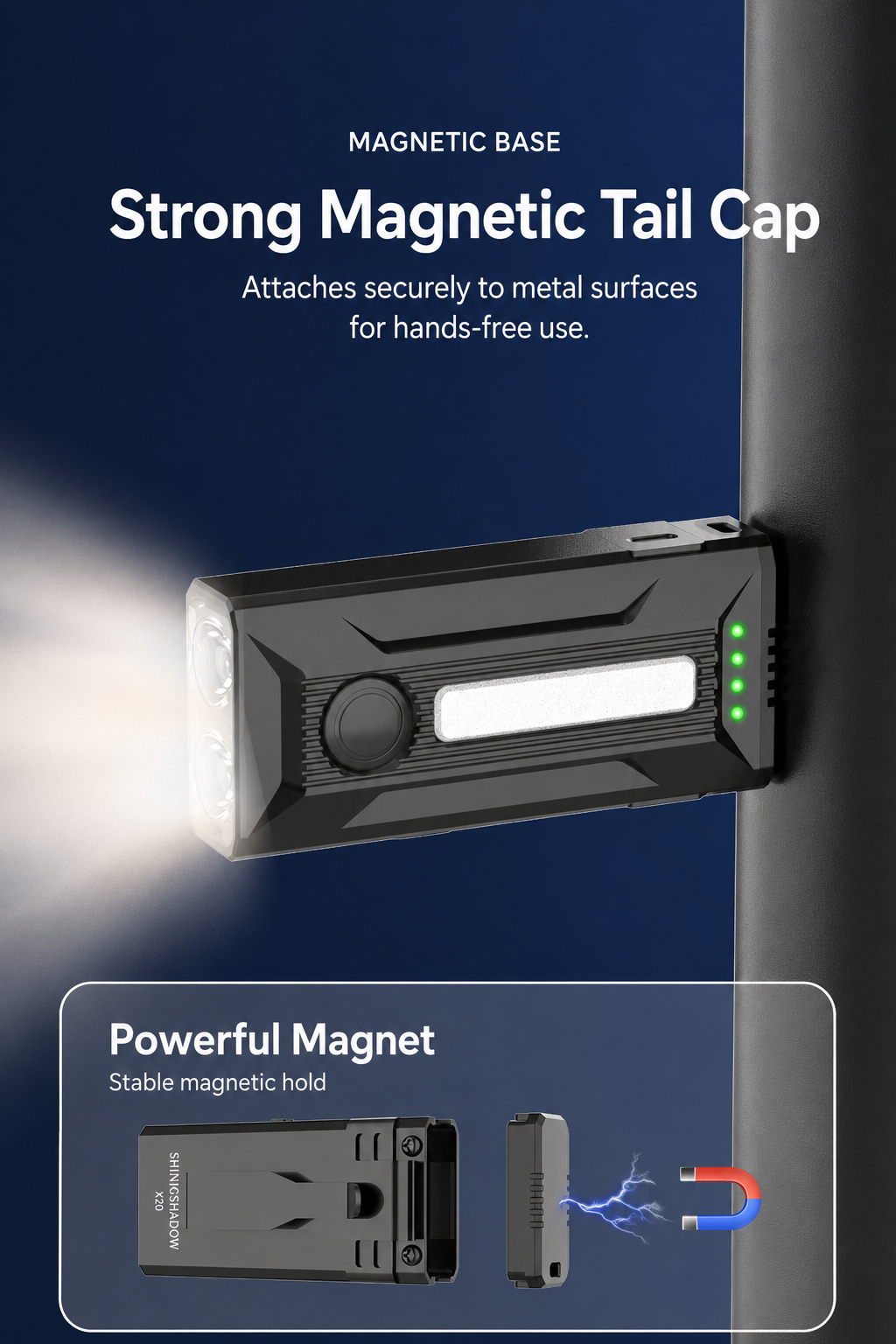 High-Performance Clip-On EDC Flashlight with Magnetic Base
