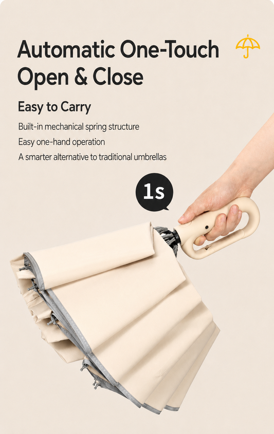 StormGuard Reverse Umbrella – Wind-Resistant Automatic Folding Umbrella with Reflective Trim & UV-Blocking Coating