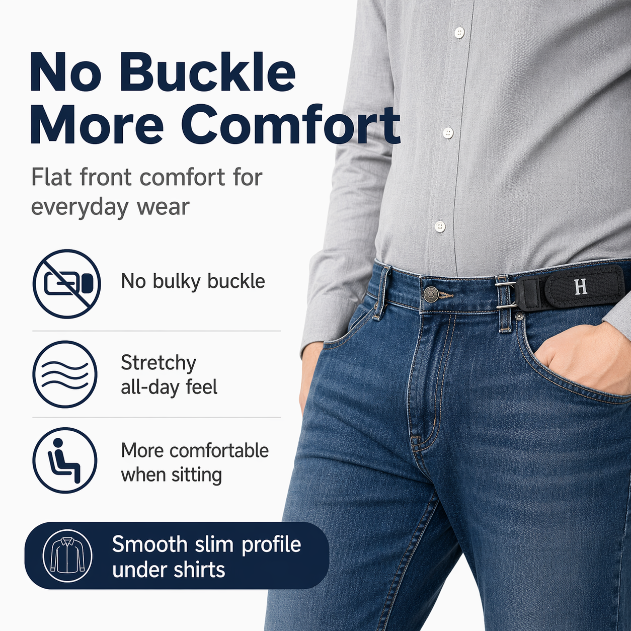 4-Pack No-Buckle Belt for Loose Waistbands